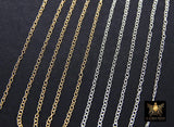 14 K Gold Filled Hammered Cable Chains, 2.4 x 1.9 mm 925 Sterling Sliver CH# 866, Dainty Chain