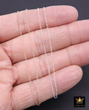14 K Gold Filled Hammered Cable Chains, 2.4 x 1.9 mm 925 Sterling Sliver CH #866, Dainty Chain