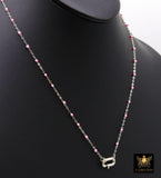 925 Sterling Silver Enamel Satellite Chain Necklace, Silver Beaded Dainty Choker, Front Charm Clasp Choker