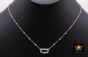 925 Sterling Silver Enamel Satellite Chain Necklace, Silver Beaded Dainty Choker, Front Charm Clasp Choker