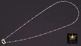 925 Sterling Silver Enamel Satellite Chain Necklace, Silver Beaded Dainty Choker, Front Charm Clasp Choker