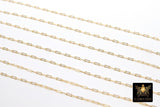 14 K Gold Filled Wavy Bar Paperclip Chain, 1.5 mm Ripple Chains CH# 914, Unfinished Long and Short Chains