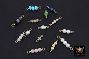 14 K Gold Wire Wrapped 3 Beads Connectors, 1 Beaded Gemstone Faceted Links # 3603, Permanent Jewelry