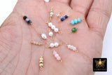 14 K Gold Wire Wrapped 3 Beads Connectors, 1 Beaded Gemstone Faceted Links #3603, Permanent Jewelry