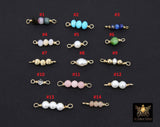 14 K Gold Wire Wrapped 3 Beads Connectors, 1 Beaded Gemstone Faceted Links # 3603, Permanent Jewelry
