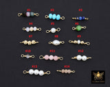 14 K Gold Wire Wrapped 3 Beads Connectors, 1 Beaded Gemstone Faceted Links #3603, Permanent Jewelry