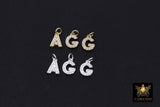 14 K Gold Filled CZ Alphabet Charms, 7 mm 925 Sterling Silver Initial With Jump Ring #3375, Letters