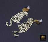 Gold Tiger Body Earrings, Gold Teardrop Studs AG #2408, Dangle LSU Gameday Jewelry