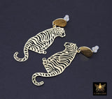 Gold Tiger Body Earrings, Gold Teardrop Studs AG #2408, Dangle LSU Gameday Jewelry