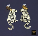 Gold Tiger Body Earrings, Gold Teardrop Studs AG #2408, Dangle LSU Gameday Jewelry