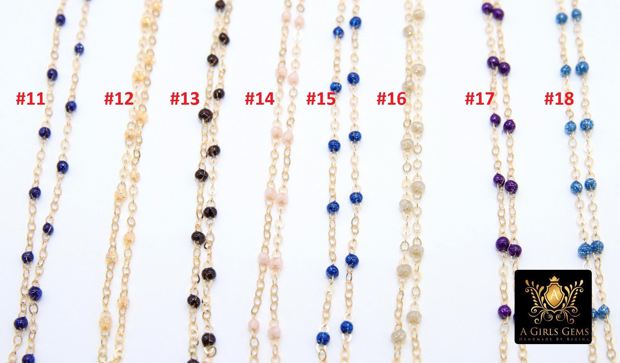 14 K Gold Filled Dainty Beaded Purple Satellite Chain, Bead Chain Jewelry CH# 921, By The Foot Cable Chain, Minimalist Permanent Jewelry
