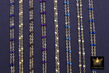14 K Gold Filled Dainty Beaded Enamel Satellite Chain, Bead Rainbow Jewelry CH# 799, By Foot Unfinished Cable