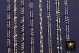 14 K Gold Filled Dainty Beaded Enamel Satellite Chain, Bead Rainbow Jewelry CH #799, By Foot Unfinished Cable