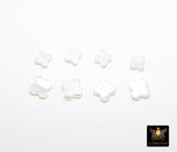 Mother of Pearl Clover 6 mm Beads, 5 Pc Shell Small Dainty Quatrefoil Beads # 489, Side to Side Holes