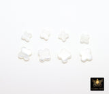 Mother of Pearl Clover 6 mm Beads, 5 Pc Shell Small Dainty Quatrefoil Beads #906, Side to Side Holes, 8 mm Beads