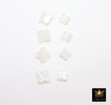 Mother of Pearl Clover 6 mm Beads, 5 Pc Shell Small Dainty Quatrefoil Beads # 489, Side to Side Holes