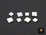 Mother of Pearl Clover 6 mm Beads, 5 Pc Shell Small Dainty Quatrefoil Beads #906, Side to Side Holes, 8 mm Beads