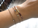 14 K Gold Filled Beaded Connectors, Beaded Bar Mixed Faceted Stone Connectors #3604, Permanent Jewelry Half Bracelet