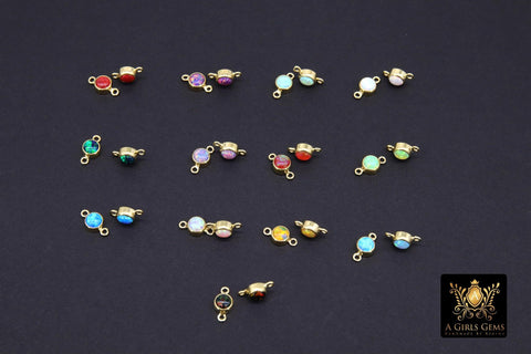14K Gold Filled Zircon Opal Birthstone Connectors. Permanent Jewelry links for Birthday Gifts. Mothers Day or Wife gifts for her. Black, red, blue, yellow, green, white, purple amethyst, lime.