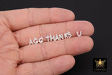 14 K Gold Filled CZ Alphabet Charms, 7 mm 925 Sterling Silver Initial With Jump Ring # 3375, Letters