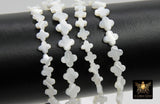 Mother of Pearl Clover 6 mm Beads, 5 Pc Shell Small Dainty Quatrefoil Beads #906, Side to Side Holes, 8 mm Beads