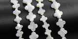 Mother of Pearl Clover 6 mm Beads, 5 Pc Shell Small Dainty Quatrefoil Beads # 489, Side to Side Holes - 5 Pieces / 8 mm