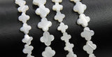 Mother of Pearl Clover 6 mm Beads, 5 Pc Shell Small Dainty Quatrefoil Beads # 489, Side to Side Holes, 8 mm Beads