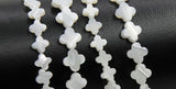 Mother of Pearl Clover 6 mm Beads, 5 Pc Shell Small Dainty Quatrefoil Beads #906, Side to Side Holes