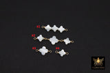 14 K Gold Filled Clover Connector, Wire Wrapped Mother of Pearl Quatrefoil # 3902, Beaded Clover Links