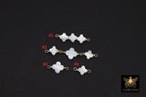 14 K Gold Filled Clover Connector, Wire Wrapped Mother of Pearl Quatrefoil # 3902, Beaded Clover Links
