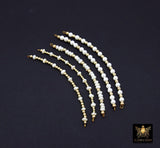 14K Gold Filled Beaded Connectors, Long Bar Freshwater Pearl Connectors, 4 mm Sea Pearls, 2 and 3 mm Rondelles, Wire Wrapped, Permanent Jewelry