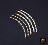 14K Gold Filled Beaded Connectors, Long Bar Freshwater Pearl Connectors, 4 mm Sea Pearls, 2 and 3 mm Rondelles, Wire Wrapped, Permanent Jewelry