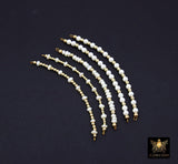 14K Gold Filled Beaded Connectors, Long Bar Freshwater Pearl Connectors, 4 mm Sea Pearls, 2 and 3 mm Rondelles, Wire Wrapped, Permanent Jewelry