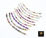 14 K Gold Filled Beaded Connectors, Beaded Bar Mixed Faceted Stone Connectors #3604, Permanent Jewelry Half Bracelet