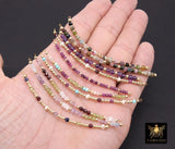 14 K Gold Filled Beaded Connectors, Beaded Bar Mixed Faceted Stone Connectors, Permanent Jewelry Half Bracelet, Tiny Gemstones, Pearls, Blue Turquoise