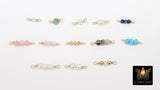 14 K Gold Wire Wrapped 3 Beads Connectors, 1 Beaded Gemstone Faceted Links # 3603, Permanent Jewelry