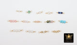 14 K Gold Wire Wrapped 3 Beads Connectors, 1 Beaded Gemstone Faceted Links #3603, Permanent Jewelry