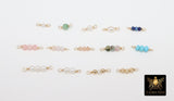 14 K Gold Wire Wrapped 3 Beads Connectors, 1 Beaded Gemstone Faceted Links # 3603, Permanent Jewelry