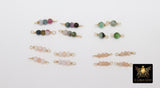 14 K Gold Wire Wrapped 3 Beads Connectors, 1 Beaded Gemstone Faceted Links #3603, Permanent Jewelry