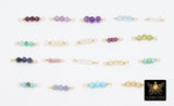 14 K Gold Wire Wrapped 3 Beads Connectors, Birthstone Beaded Gemstone Faceted Links # 3598, Permanent Jewelry