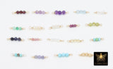 14 K Gold Wire Wrapped 3 Beads Connectors, Birthstone Beaded Gemstone Faceted Links # 3598, Permanent Jewelry