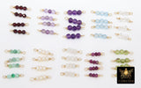 14 K Gold Wire Wrapped 3 Beads Connectors, Birthstone Beaded Gemstone Faceted Links #3598, Permanent Jewelry