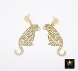 Gold Tiger Body Earrings, Gold Teardrop Studs AG #2408, Dangle LSU Gameday Jewelry
