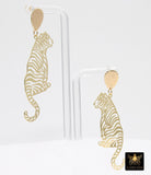 Gold Tiger Body Earrings, Gold Teardrop Studs AG #2408, Dangle LSU Gameday Jewelry