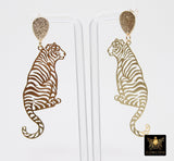 Gold Tiger Body Earrings, Gold Teardrop Studs AG #2408, Dangle LSU Gameday Jewelry