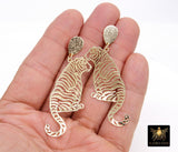 Gold Tiger Body Earrings, Gold Teardrop Studs AG #2408, Dangle LSU Gameday Jewelry