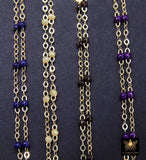 14 K Gold Filled Dainty Bead Enamel Satellite Chain, New Rainbow Beads CH# 799, By Foot Unfinished Cable