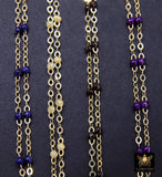 14 K Gold Filled Dainty Beaded Purple Satellite Chain, Bead Chain Jewelry CH# 921, By The Foot Cable Chain