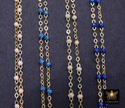 14 K Gold Filled Dainty Bead Enamel Satellite Chain, Pearlized Rainbow Beads CH #799, By Foot Unfinished Cable