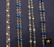 14 K Gold Filled Dainty Bead Enamel Satellite Chain, New Rainbow Beads CH# 799, By Foot Unfinished Cable